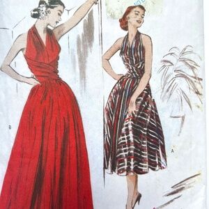 BUTTERICK Retro ‘52 Sewing Pattern Dress Fitted & Flared 6 8 10 12 UNCUT B4919
